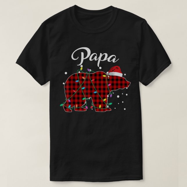 Camiseta Xadrez Vermelha Papa Urso Correspondendo Buffalo P (Frente do Design)