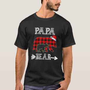 Camiseta Xadrez Vermelha Papá Urso Criança Natal Luz Papai
