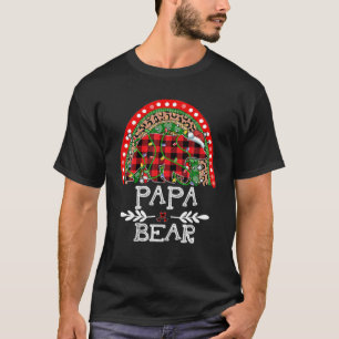 Camiseta Xadrez Vermelha Papá Urso Natal Rainbow Match Paja