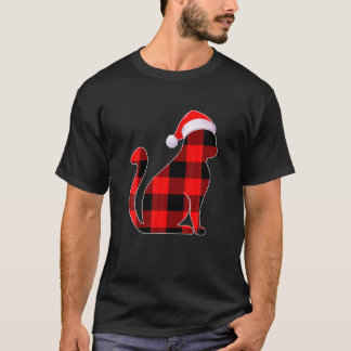 Camiseta Xadrez Vermelha Papais noeis Natal Gato Gatinho Pa