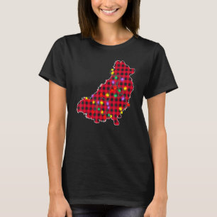 Camiseta Xadrez Vermelha Pomerânia Cão Natal Pijamas Xmas L