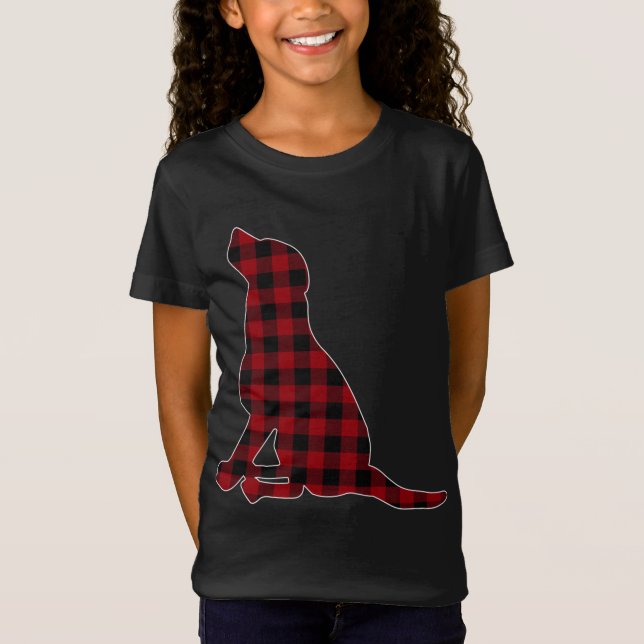Camiseta Xadrez Vermelha Preta Lab Preto Figurando com a Fa (Frente)