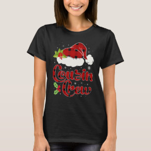 Camiseta Xadrez Vermelha, Primo Tripulante Santa Hat Famíli