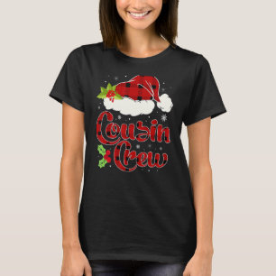 Camiseta Xadrez Vermelha, Primo Tripulante Santa Hat Famíli