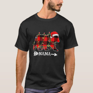 Camiseta Xadrez Vermelha Urso da Mãe Correspondendo à Famíl