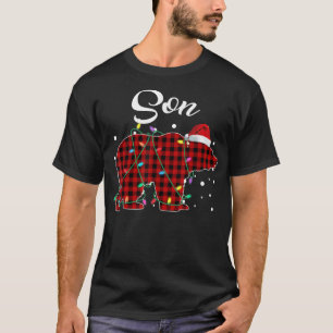 Camiseta Xadrez Vermelha Urso Filho Correspondendo Buffalo