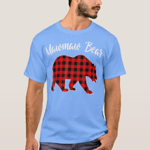 Camiseta Xadrez Vermelha Urso Mawmaw Correspondendo à Famíl