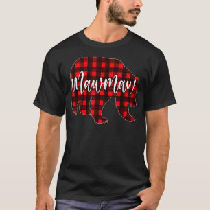 Camiseta Xadrez Vermelha Urso Mawmaw Correspondendo Família