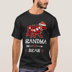 Camiseta Xadrez Vermelha Vovó Ursa Papai noel de Natal Famí