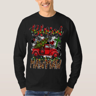 Camiseta Xadrez Vermelha Xmas Árvore Abençoada Família Mawm