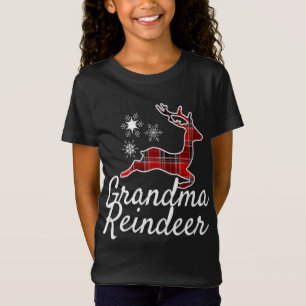 Camiseta Xadrez Vovó Reindee Natal Pijama Preto Vermelho