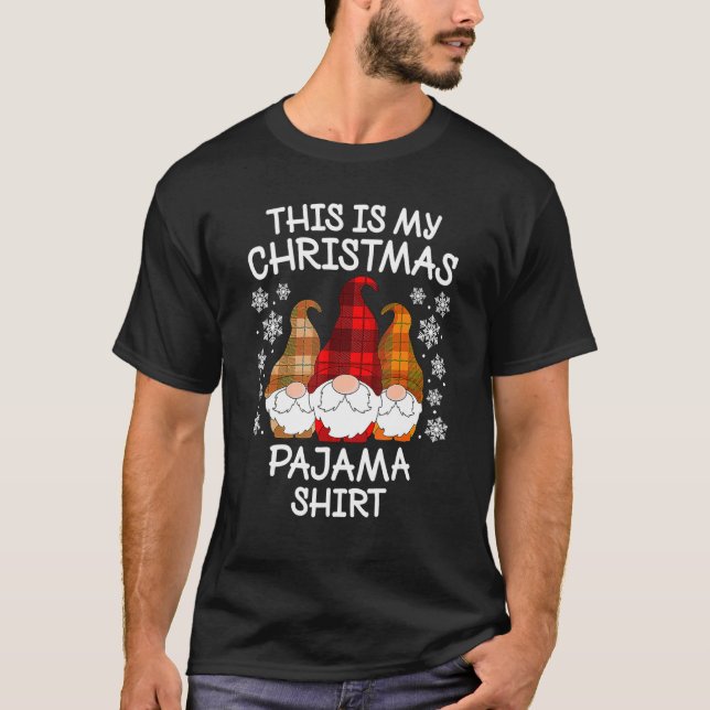 Camiseta Xadrez Xmas Gnome Este É O Meu Pajama Men De Natal (Frente)