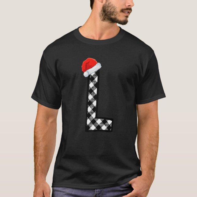 Camiseta Xadrez Xmas - Letra Maiúscula L Papais noeis - Nat (Frente)