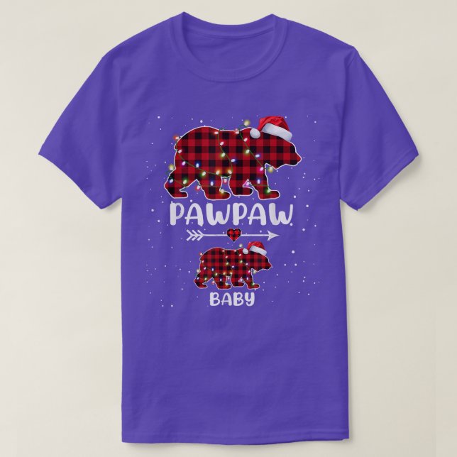 Camiseta Xadrez Xmas Urso Pawpaw Bebê Gravidez Polar Anunci (Frente do Design)