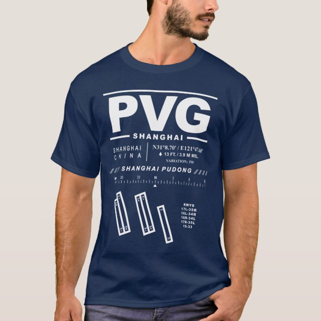 Camiseta Xangai Pudong Aeroporto Internacional PVG T-Shirt (Frente)