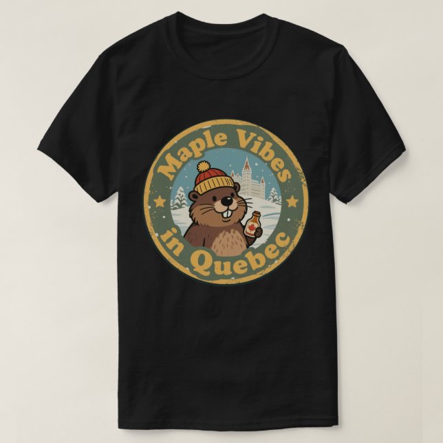 Camiseta Xarope de Bordo Retro de Quebec (Frente do Design)