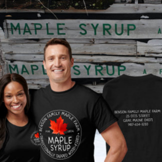 Camiseta Xarope Xarope T-shirt Chalkboard Text Folha vermel