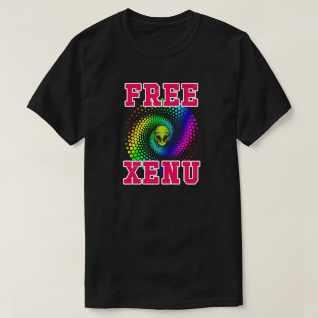 Camiseta Xenu Rainbow Espiral Engraçado Anti-Cientologia (Frente do Design)