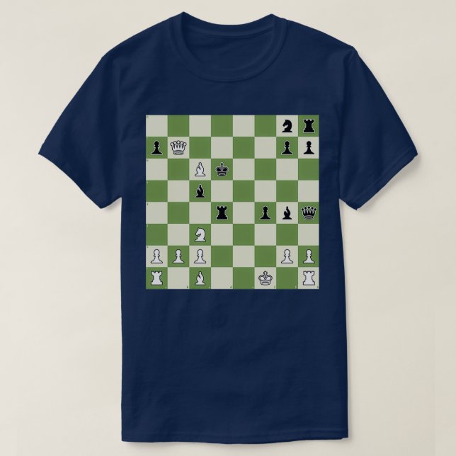 Camiseta Xeque-mate em 3 filmes Chessboard w Chess Exercise (Frente do Design)
