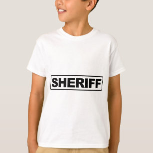 Camiseta Xerife da Frente de Polícia e Impressão de Trás