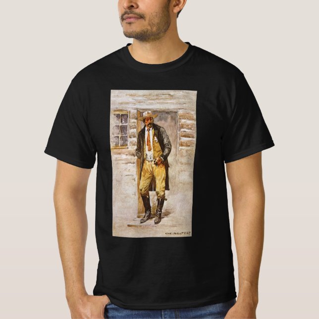 Camiseta Xerife Retrato de Seltzer, Vintage West Cowboy (Frente)