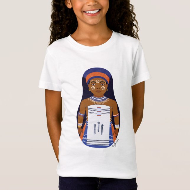 Camiseta Xhosa, Camiseta-T das Raparigas de Matryoshka na Á (Frente)