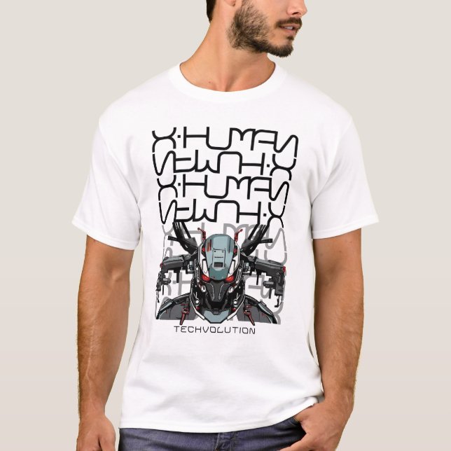 Camiseta XHUMAN Techvolution Mecha Soldier Head (Frente)