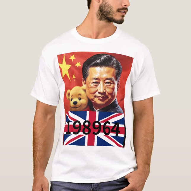CAMISETA XI JINPING & WINNIE POOH, CHINA CCP 198964 UK FLAG (Frente)
