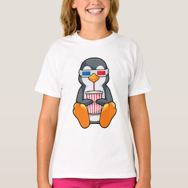 Camiseta Xícara de Bebendo dos Óculos de cinema pinguins (Frente)
