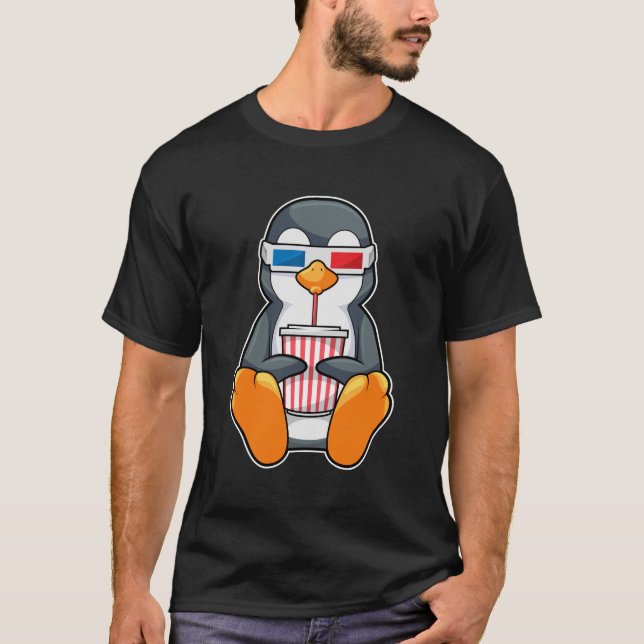 Camiseta Xícara de Bebendo dos Óculos de cinema pinguins (Frente)