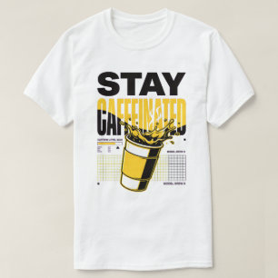 Camiseta Xícara De Café Amarelo Neon Stay Caffeinated Punk