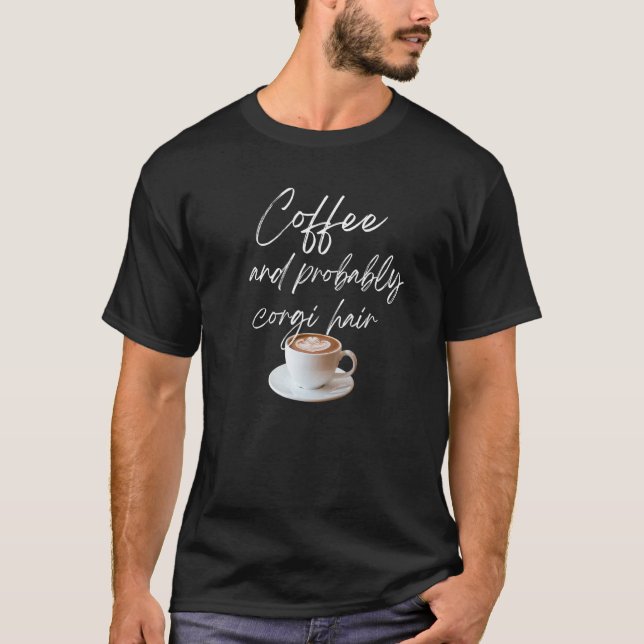 Camiseta Xícara de Café e Cabelo de Corgi (Frente)