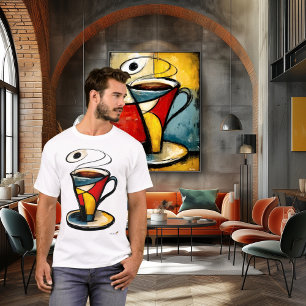Camiseta Xícara de Café Expressionista Abstrata Símbolo M