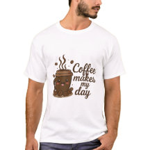 Camiseta Xícara de Café Fofa – O Café Faz Meu Dia,