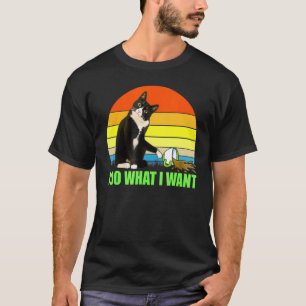Camiseta Xícara de Café Gato Fofo Antigo Eu Faço O Que Quer