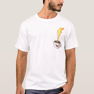 Camiseta Xícara de Café Kawaii Energética com Raio