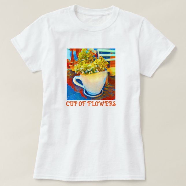 Camiseta Xícara De Flores De Café (Frente do Design)
