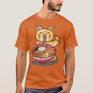Camiseta Xícara de gatos-ramen comendo macarrão novidade en