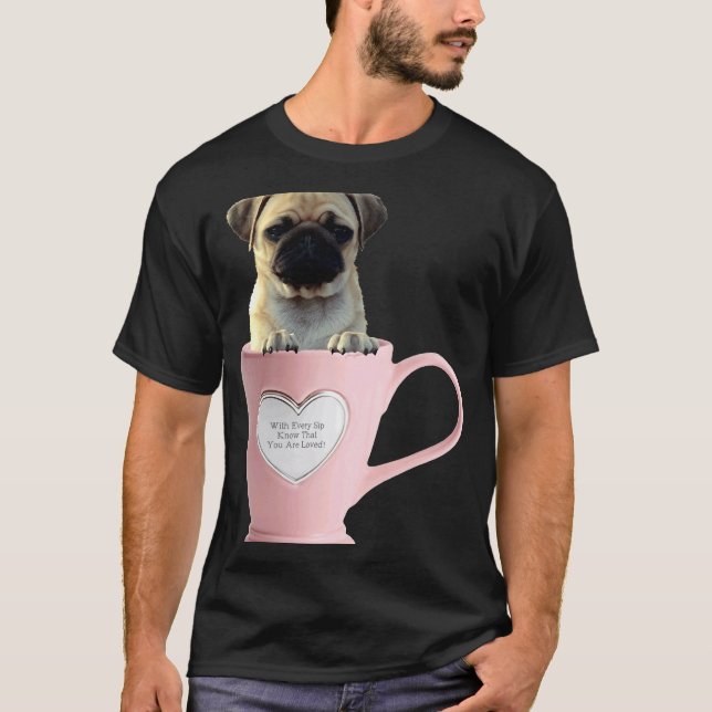 Camiseta Xícara de Pug L 2 (Frente)