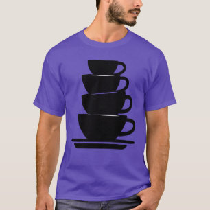 Camiseta xícaras de café amantes do café empilhadas xícaras