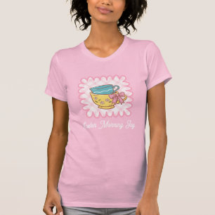 Camiseta Xícaras de Chá Alegria da Manhã de Páscoa Gingham