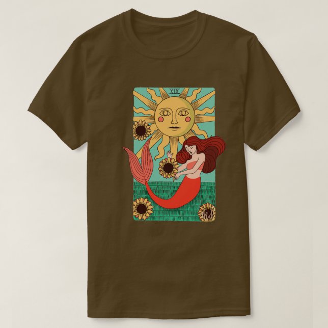 Camiseta XIX Mermaid da Placa de Tarot Sun (Frente do Design)