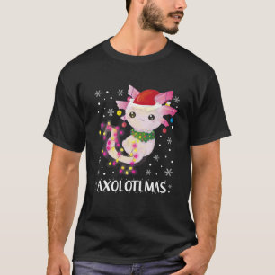 Camiseta Xmas Axolotlmas Peixes Luzes de Natal Axolotl Liza