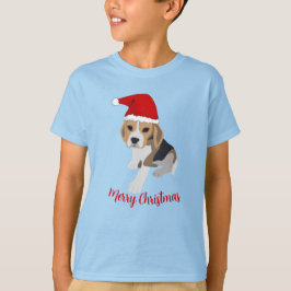 CAMISETA XMAS BEAGLE BPPY DOG IN RED SANTA HAT CHRISTMAS