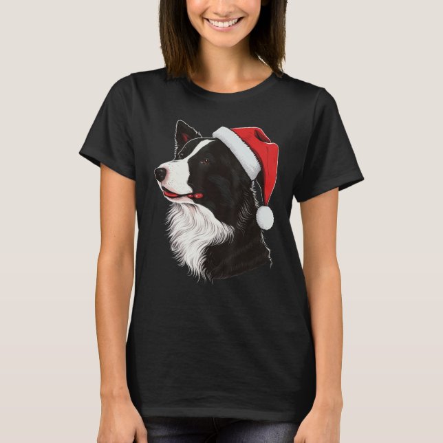 Camiseta Xmas Border Collie Santa on Christmas Border Colli (Frente)