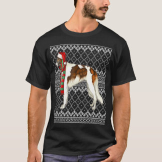 Camiseta Xmas Borzoi Santa Claus Hat Ugly Christmas