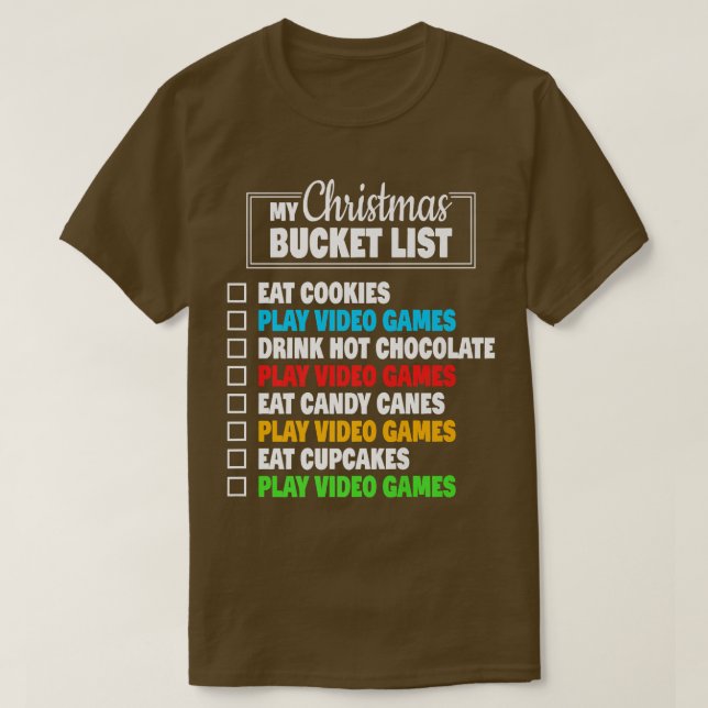 Camiseta Xmas Bucket List Funny Gamer Video Games Boys Chri (Frente do Design)