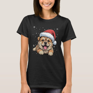 Camiseta Xmas Chow Chow Dog Wearing Santa Hat Pet Animal Lo