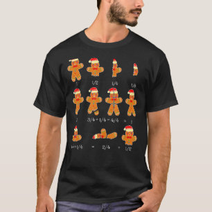 Camiseta Xmas Cookies Santa Hat Frações Professor de Matemá