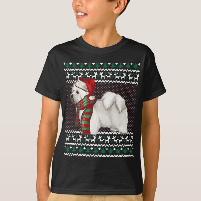 Camiseta Xmas Coton de Tulear Cachorro Santa Hat Feia Natal (Frente)